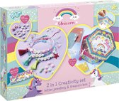 Totum Unicorn - knutselen - 2 in 1 set 3 letterarmbandjes en diamond paint sieradendoosje versieren met mozaïek stickers - cadeau tip