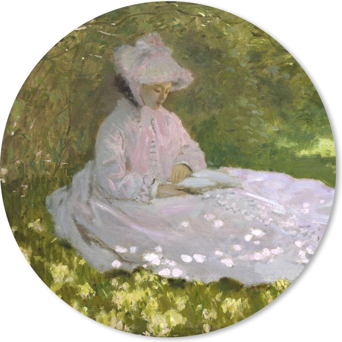 Muismat rond 20x20 cm - Mousepad Lezende vrouw - Claude Monet - Ronde muismatten