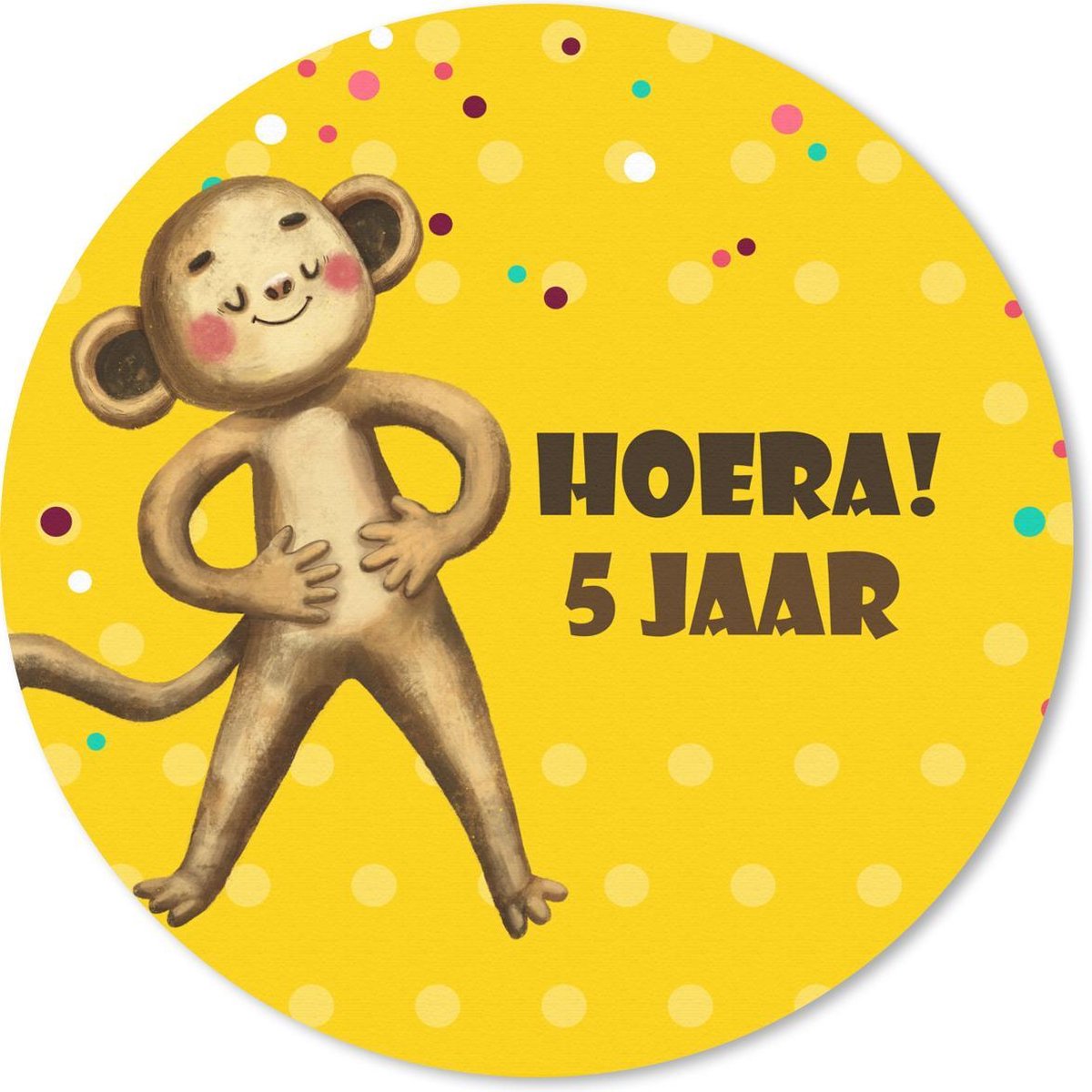 Muismat rond 40x40 cm - Mousepad Jubileum - Kinderen - Aap - Ronde muismatten