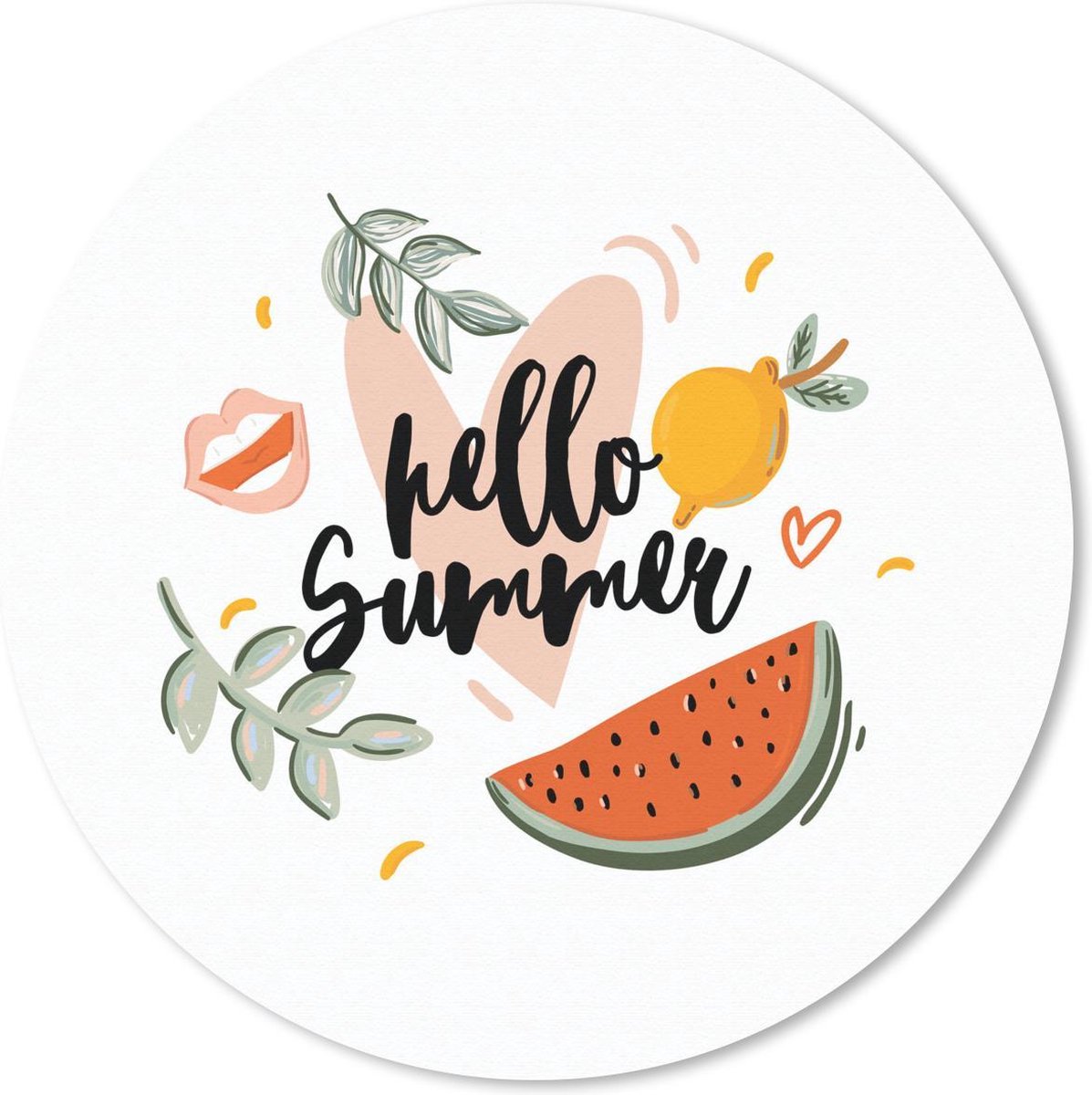 Muismat rond 50x50 cm - Mousepad Watermeloen - Zomer - Roze - Ronde muismatten