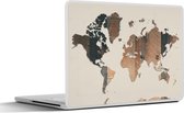 Laptop sticker - 13.3 inch - Wereldkaart - Hout - Plank - 31x22,5cm - Laptopstickers - Laptop skin - Cover