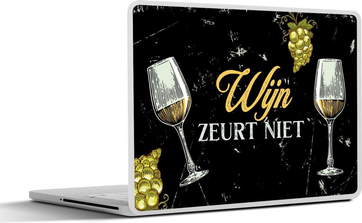 Laptop sticker - 13.3 inch - Wijn - Wijnglazen - Spreuken bordjes - 31x22,5cm - Laptopstickers - Laptop skin - Cover - Cadeau voor vrouw