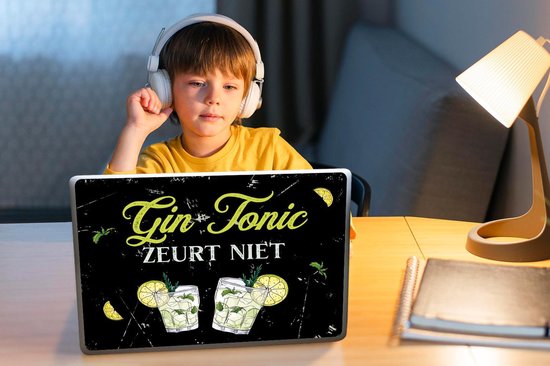 Autocollant pour ordinateur portable - 13,3 pouces - Gin - Verres Gin Tonic - Vintage - Cadeau pour femme - Cadeau pour mari