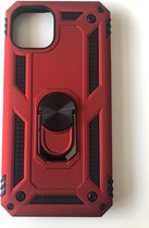 Hoogwaardige Stevige Hybrid Armor Anti shock Magnetische ring back cover case - Geschikt voor iPhone 13 - Schokbestendig TPU met kickstand ring - Rood