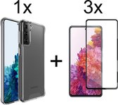 Samsung S21 Plus Hoesje - Samsung Galaxy S21 Plus hoesje Hardcase siliconen case transparant hoesjes back cover hoes Extra Stevig -  Full Cover - 3x Samsung S21 Plus Screenprotecto