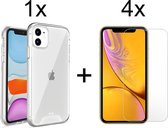 iPhone 11 hoesje Hardcase siliconen case transparant apple hoesjes back cover hoes Extra Stevig - 4x iPhone 11 Screenprotector