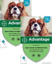 Advantage Hond 4 pip - Anti vlooien en luizenmiddel - 2 x 1 ml 4-10kg