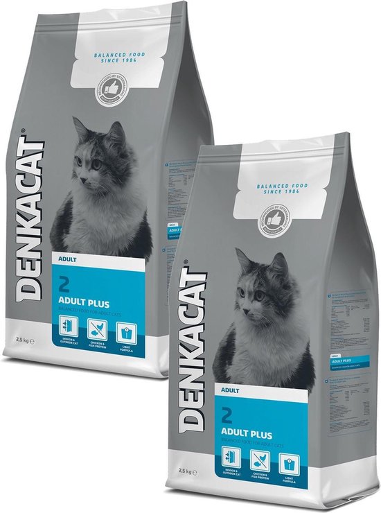 Denkacat Adult Plus - Kattenvoer - 2 x Kalkoen Vis 2.5 kg