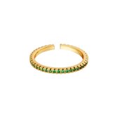 Adjustable ring little stones - Yehwang - Ring - One size - Goud/Groen