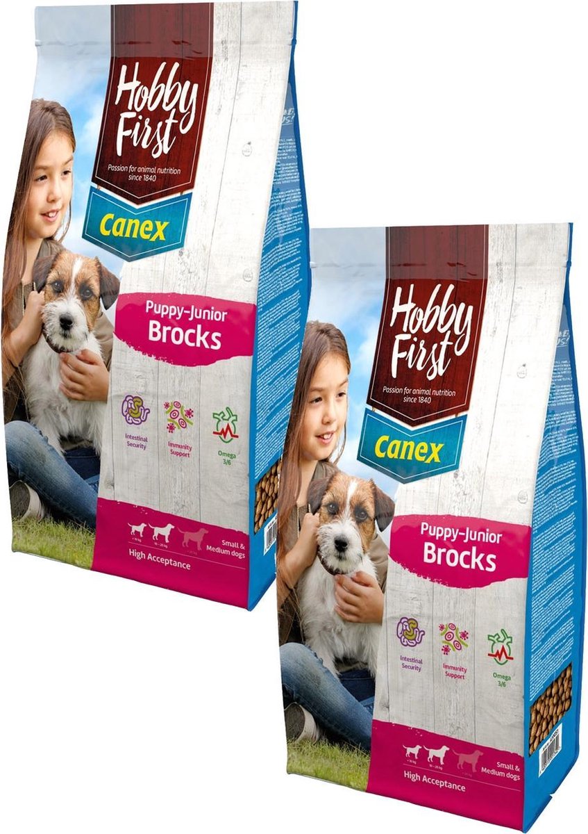 HobbyFirst Canex Hobbyfirst Canex Puppy-Junior Brocks Kip&Rijst - Hondenvoer - 2 x 3 kg