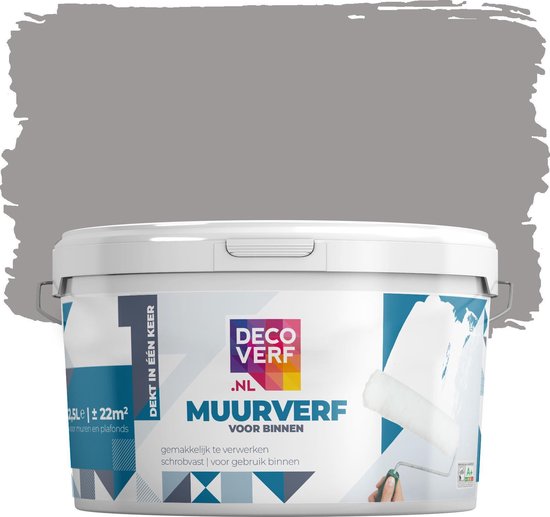 Decoverf muurverf mat, Olifanten grijs, 2.5L