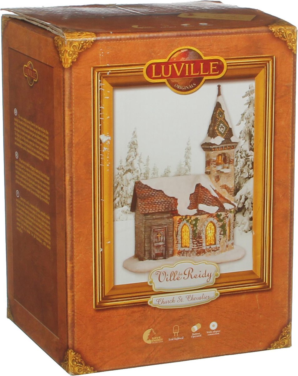 LuVille Kerstdorp Miniatuur Kerk St. Charlier - L17 x B14 x H24 cm – foto 6