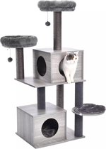Kamyra® Grote Krabpaal voor Katten - Sisal Touw Speelgoed - Krabplank en Kattenmand - Grijs, 141 cm hoog