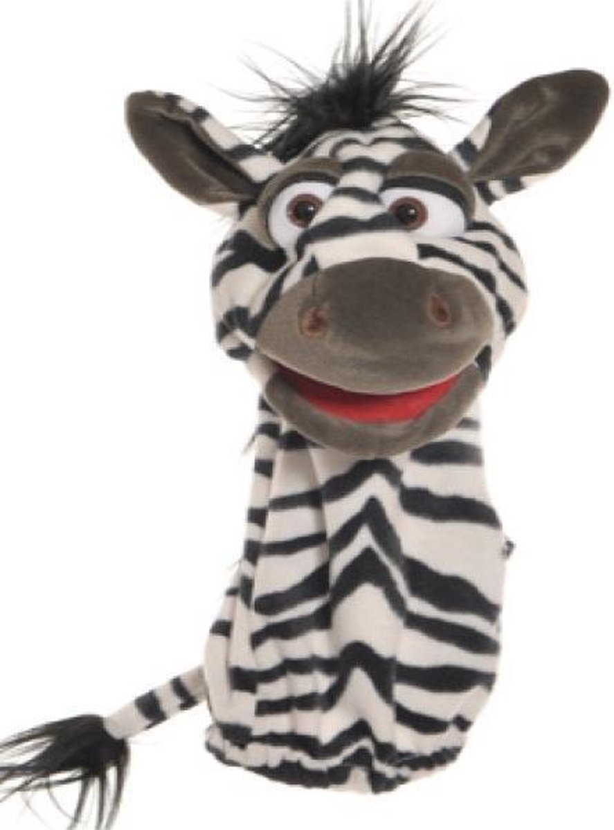 Living Puppets handpop Zebra | handpop van 39 cm in zwart-wit met handschoenprincipe | geschikt voor kinderen en volwassenen | eenvoudig bespeelbaar en speels ontwerp