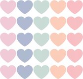 25 x Sluitsticker - Sluitzegel - Cadeaustickers - Pastel Pastelkleuren Hart | Trouwkaart - Geboortekaart | Roze Oranje Groen Blauw Hart | Hartjes - Hart | Envelop stickers | Cadeau