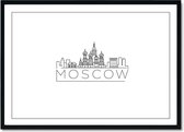 Poster - City Skyline Moscow - 30 X 40 Cm - Zwart En Wit