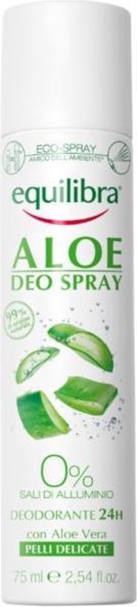 Equilibra Pelli Delicate Aloe Vera Deodorant Vrouw - Spray - 75 ml - Delicate Verzorging en Bescherming van Je Oksels