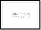 Poster - City Skyline Sydney - 30 X 40 Cm - Zwart En Wit