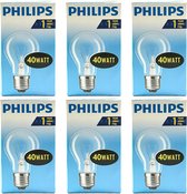 Philips - Standaardlamp - 40Watt - E27 Fitting - Gloeilamp - Helder - Dimbaar - Grote Fitting - 40W - (6 STUKS)
