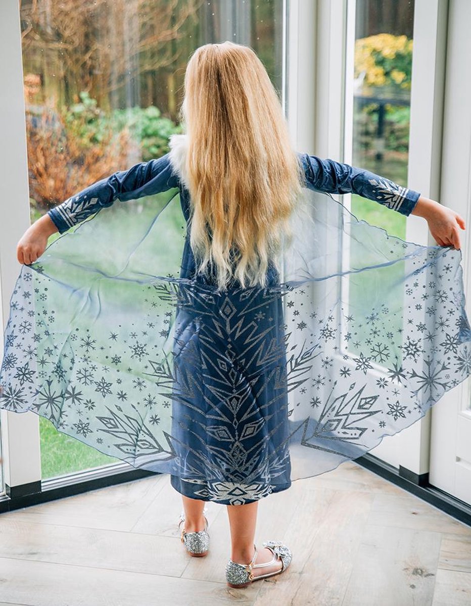 Prinsessenjurk meisje - Elsa jurk - maat 92/98 - inclusief Frozen tiara, toverstaf, Elsa haarvlecht - verkleedkleding — afbeelding 2