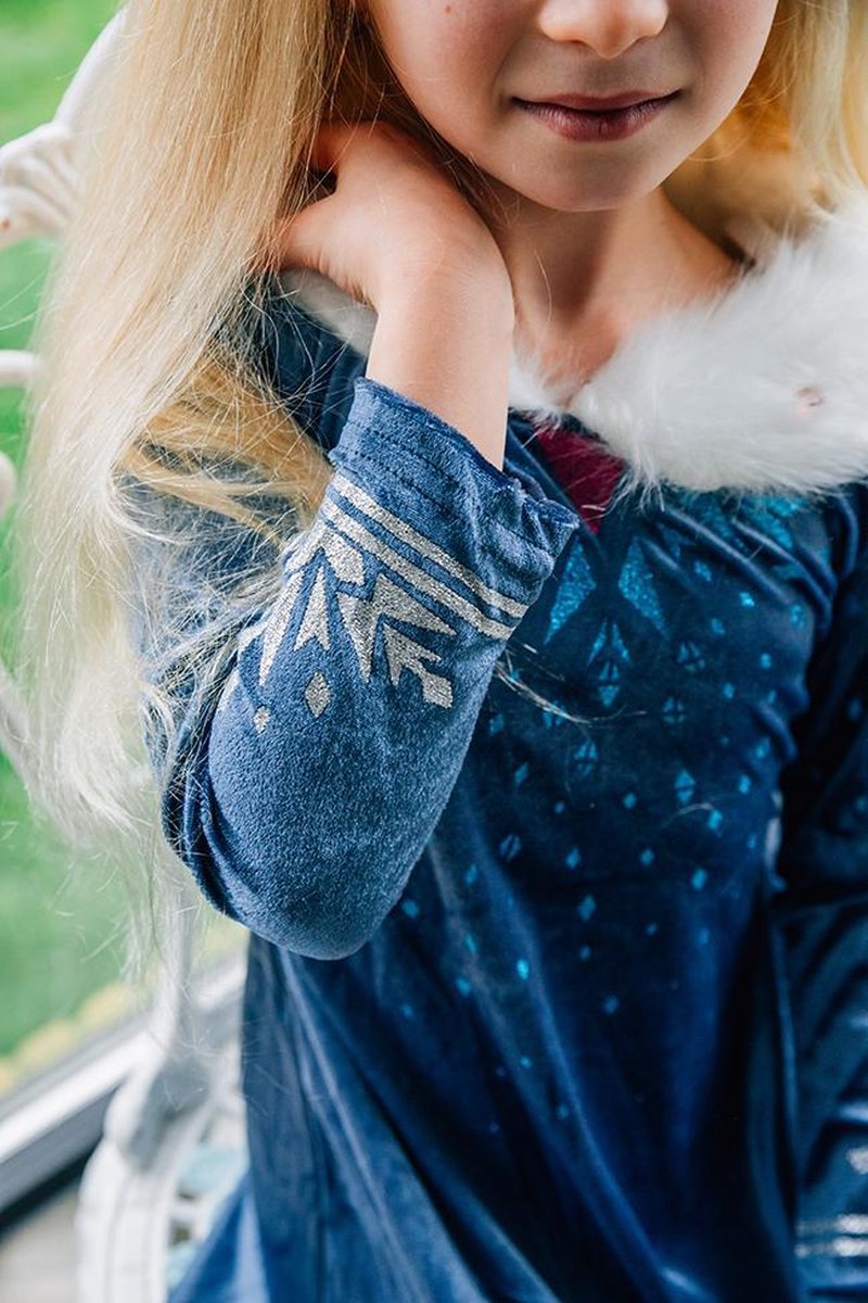Prinsessenjurk meisje - Elsa jurk - maat 92/98 - inclusief Frozen tiara, toverstaf, Elsa haarvlecht - verkleedkleding — afbeelding 6