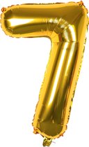 Fienosa Cijfer Ballonnen nummer 7 - Goud Kleur - 82 cm - Helium Ballon