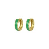 Silventi 9SIL-21223 Zilveren Oorringen - Dames - 15 x 4 mm - Groen Emaille - Zilver - Gold Plated (Verguld/Goud op Zilver)