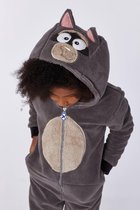 Woody onesie unisex - grijs - wasbeer - 212-1-ONJ-C/030 - maat 140