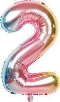 Fienosa Cijfer Ballonnen nummer 2 - Regenboog - 82 cm - 12 - 20 - 22 - 32 - 42 - 52 - 62 - 72 - 82 - 92