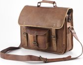 Laptoptas 15.6 inch “Andalucia” - Messengertas - Bruin Echt Leer Businesstas - ECHTE LEDER - Unisex Vintage Design - Boekentas - Handgemaakt -  A4 formaat – inc Cadeauverpakking