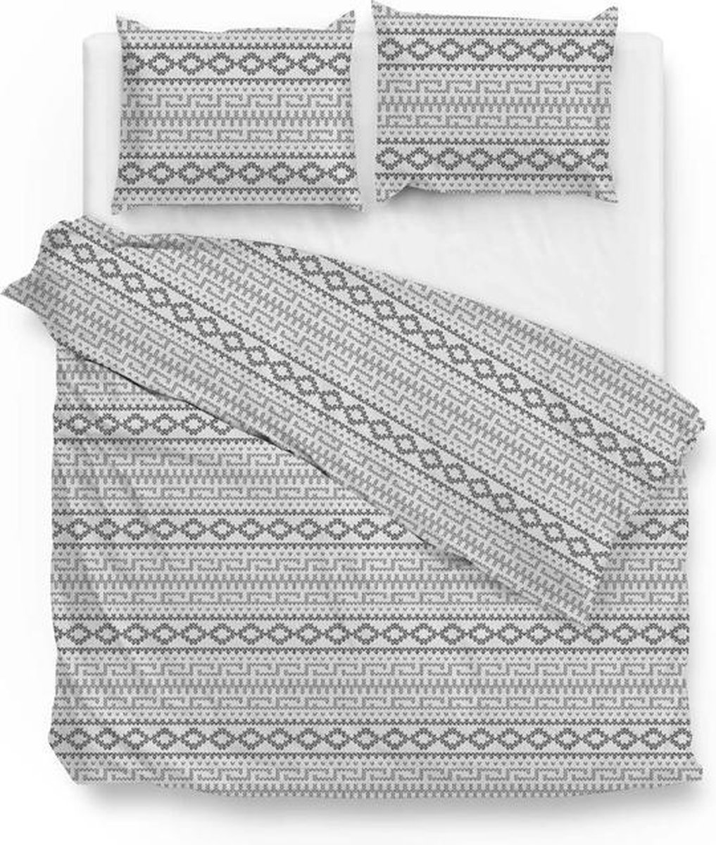 Zo! Home Kriti Dekbedovertrek - Flanel - Lits-jumeaux - 260x200/220 cm - Grey Grijs