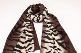 Sjaal lang en warm met tijgerprint donkerbruin/beige/zwart 190/80cm