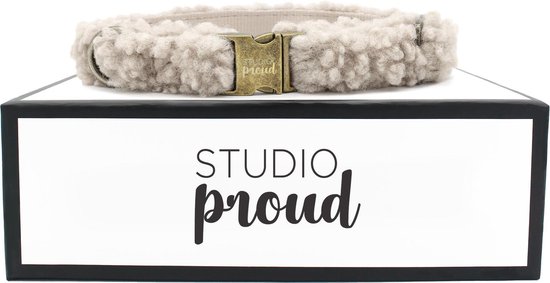 Studio Proud - Halsband - Teddy light - bronskleurige accessoires - te combineren met bijpassende hondenriem en bowtie