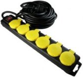 Blu-Basic Stekkerdoos 10 meter 6-voudig zwart Neopreen H07