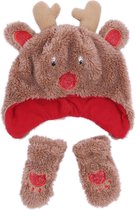 Set: Rendiermuts + handschoenen 0-6m