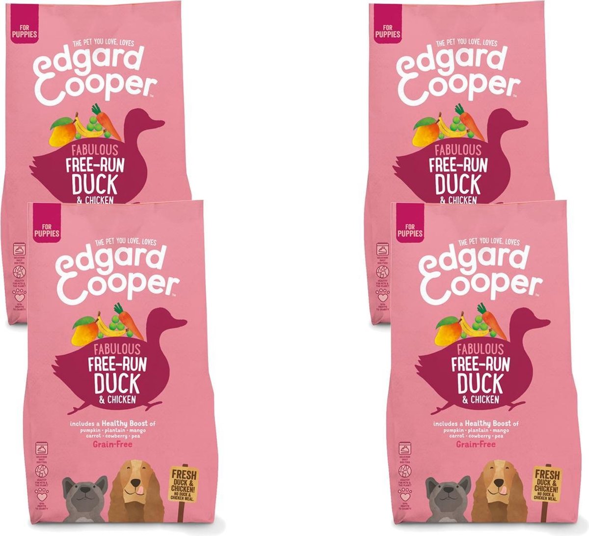 Edgard & Cooper Edgard & Cooper Free-Run Duck Puppy Eend&Kip&Banaan - Hondenvoer - 4 x 2.5 kg Graanvrij