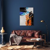 Kanwall - Schilderij - Luxe Orange Woonkamer Slaapkamer Design Art ** Dik! Effect** - Zwart En Oranje - 100 X 75 Cm