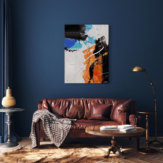Peinture Sur Toile De Luxe Abstrait Orange Noir | 100x75 | Salle de séjour | Chambre à coucher | Art | Orange | Noir | Design | Art | Moderne | ** 4CM D'ÉPAISSEUR ! Effet 3D**