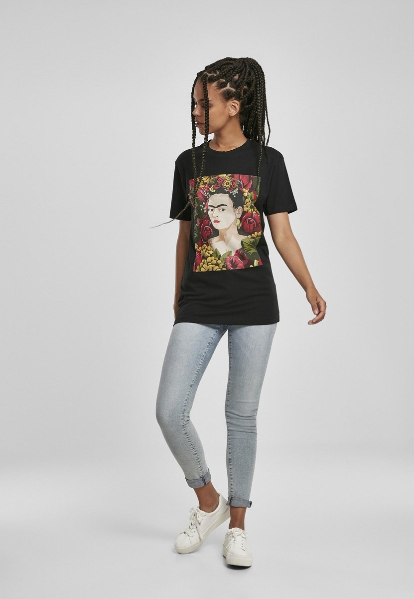 Merchcode - Frida Kahlo Portrait Dames T-shirt - M - Zwart | bol