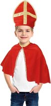 Sinterklaas rode mijter en cape één maat- Sinterklaas mijter en cape - Sinterklaaspak voor kinderen 2-delig cape & mijter - Sint verkleedset voor meisjes en jongens