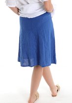 Blauwe rok van linnen, met 2 zakken en elastische talie Maat M