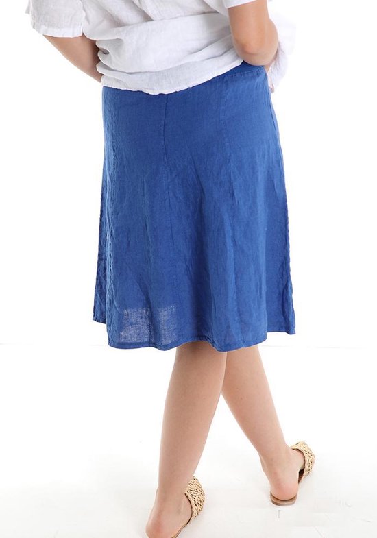 Jupe en lin bleu, avec 2 poches dos et talie élastique Taille M