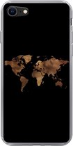 Geschikt voor iPhone 7 hoesje - Wereldkaart - Doek - Kaart - Siliconen Telefoonhoesje