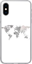 Geschikt voor iPhone X hoesje - Wereldkaart - Patronen - Zwart - Siliconen Telefoonhoesje