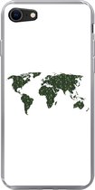 Geschikt voor iPhone 7 hoesje - Wereldkaart - Groen - Bladeren - Siliconen Telefoonhoesje