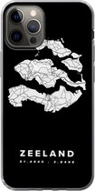 Geschikt voor iPhone 12 Pro hoesje - Zeeland - Wegenkaart Nederland - Zwart - Siliconen Telefoonhoesje