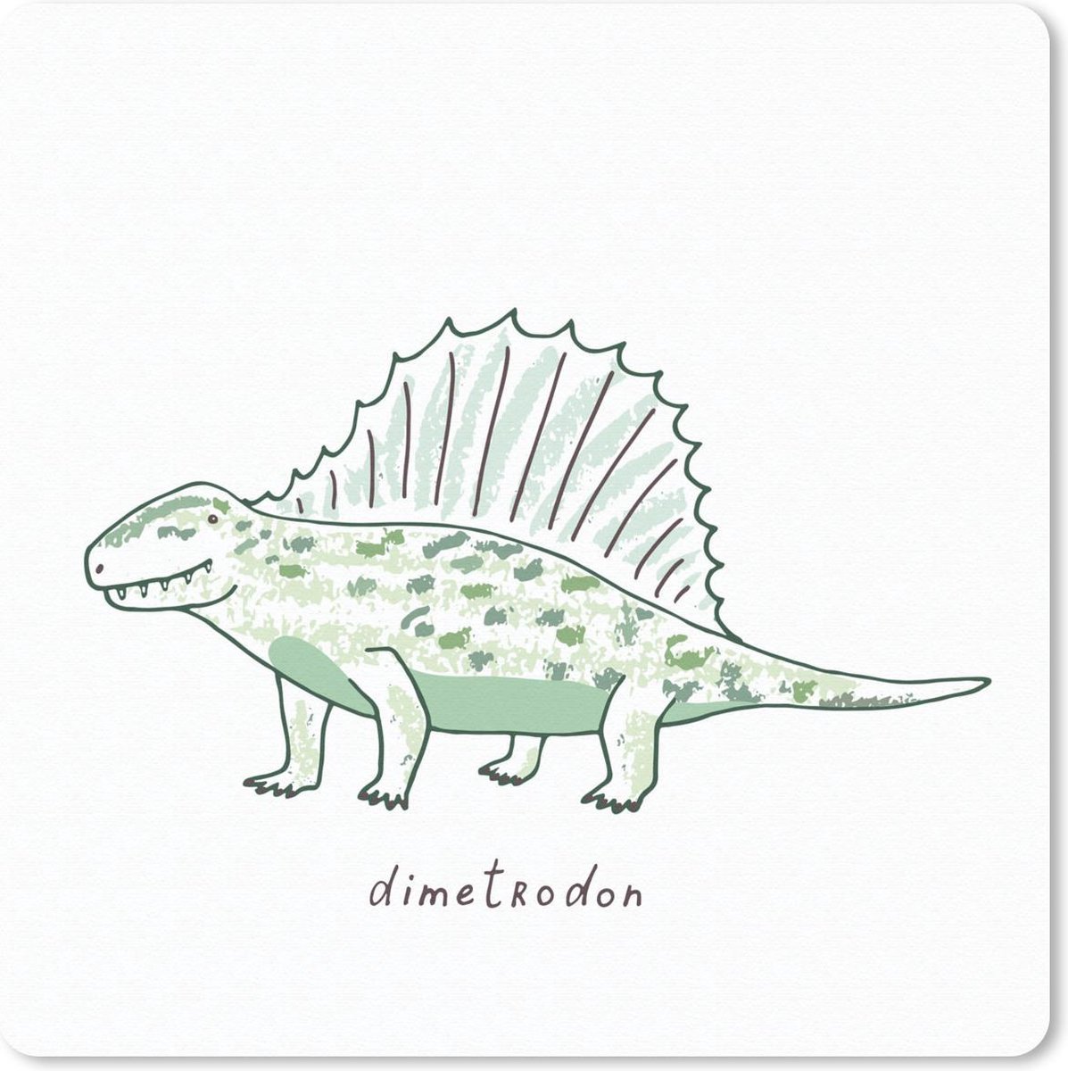 Muismat 30x30 cm - Mousepad Kinderkamer - Dimetrodon - Dinosaurus - Jongens - Meisjes - Kids - Muismatten