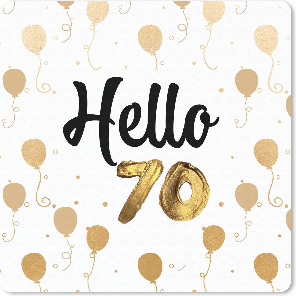 Muismat 20x20 cm - Mousepad Jubileum - 70 Jaar - Ballon - Muismatten