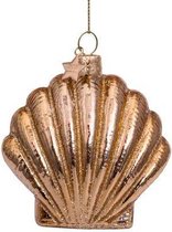 Ornament glass shiny gold shell H7.5cm