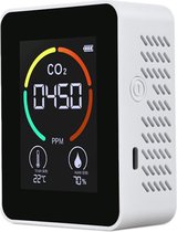 GoodsToUse CO2 Meter - CO2 Melder - CO2 Meter Binnen - Luchtkwaliteitsmeter - Thermometer - Luchtvochtigheidsmeter - Koolstofdioxide Meter - Air Quality Meter - CO2 detector - Oplaadbaar Met USB - Draagbaar - Draadloos